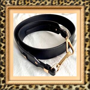 👑✅PRICE FIRM✅ Elegant Black Leather Strap with Gold Accents. Brand New!